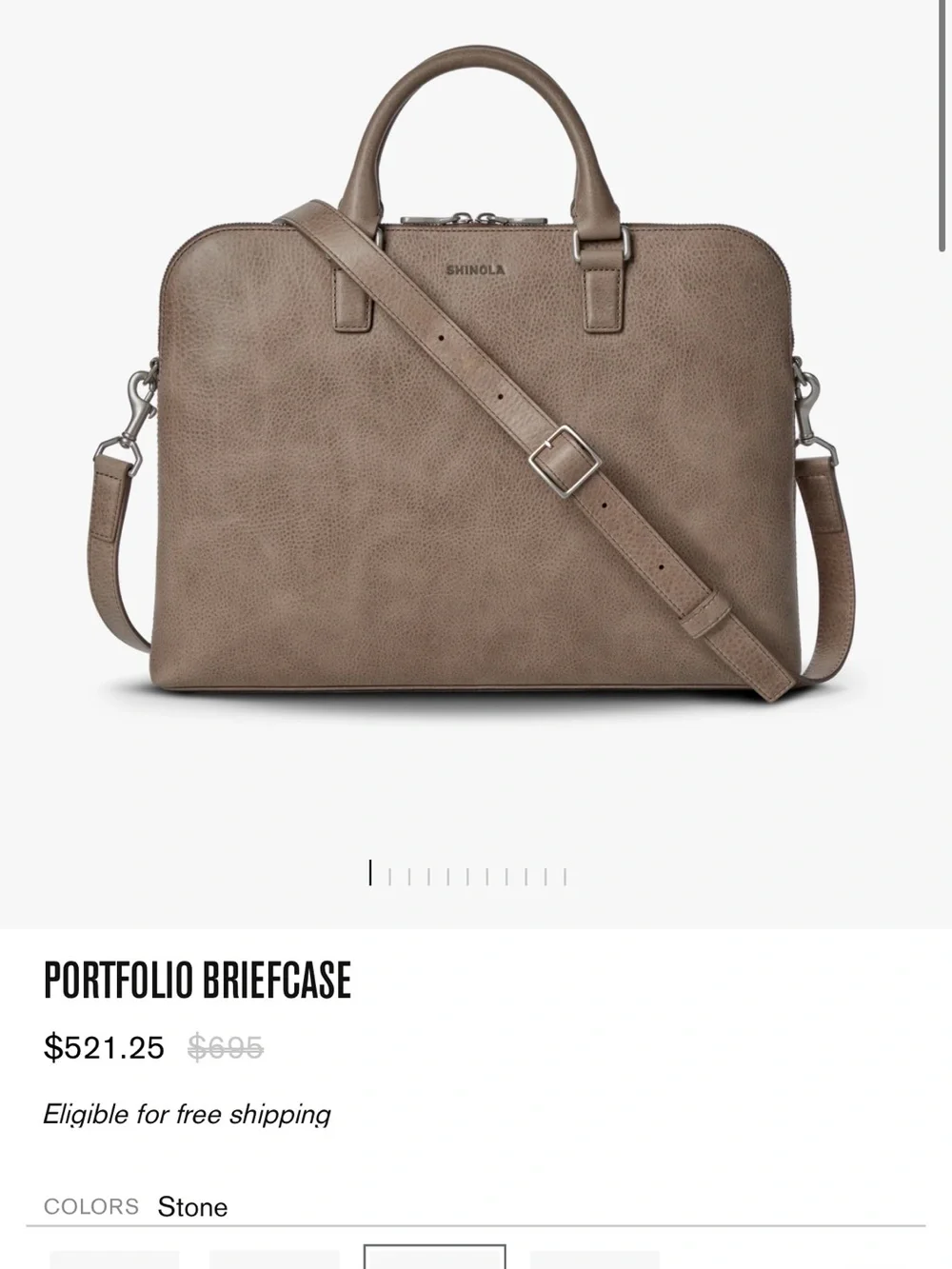 Shinola Stone Leather Portfolio Brief - Taupe Carry Bag